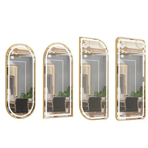 oval bathroom mirrors led large  full body mirror with gold led Framed Glass beauty on sale salon large mirrors with led light