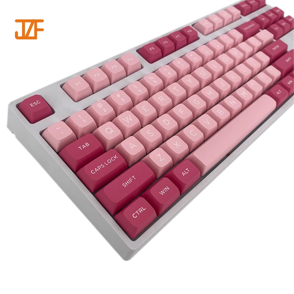 Shenzhen Factory Custom 60% 80% 85% Gaming Double Shot Pink Keycaps Mechanical Keyboard Pbt Keycaps DIY 87 171 keys set