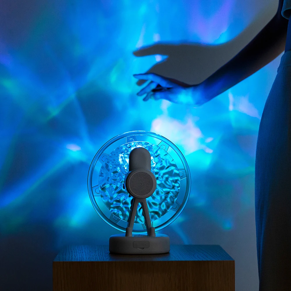 Trending New Rechargeable Led Table Lamp With Bluetooth Speaker White Noise 2000mAh Water Wave Aurora Lights Bedside Night Lamp
