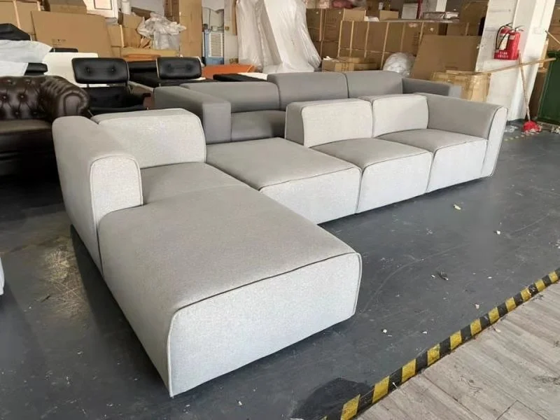 European style simple high-quality sofa couch living room furniture cost-effective large fabric L shape section sofa