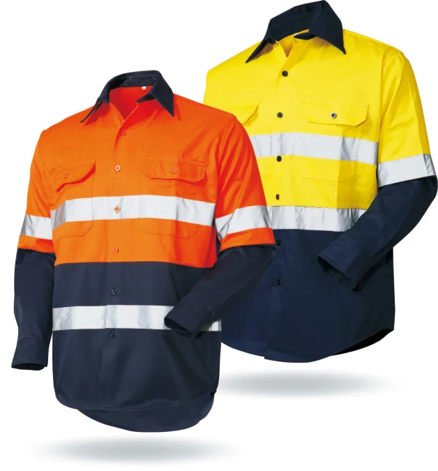 Work Wear proof fluo-orange reflective safety 100%cotton  TC twill woven