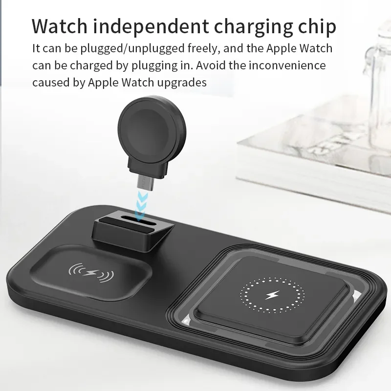 For Iphone 14 13 12 For iWatch 3 in 1 15W Desktop Fast Charge Remove Home Office Universal Portable Qi Fast Wireless Charger