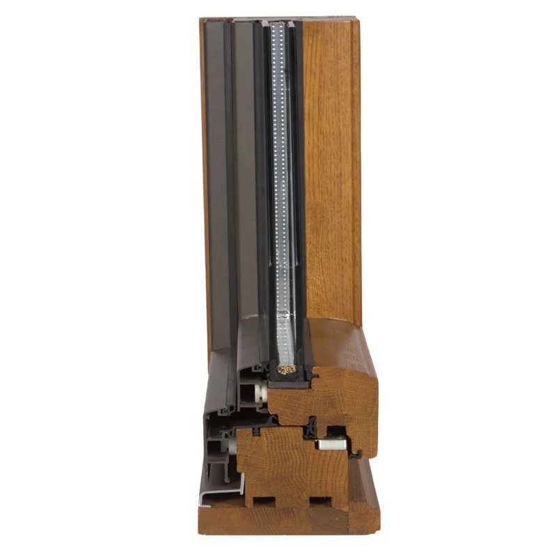 Thermal Break Aluminum Clad Wood Double Pane Tempered Glass Casement fFrench Window