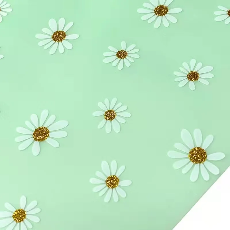 Jelly Daisy Pattern Printed Frosted Polyurethane Soft Film TPU Film Leather Sheets for Stationery Pouch Case