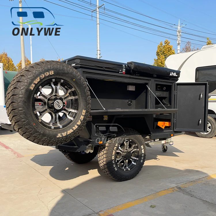 ONLYWE Customized Small Travel Trailer Camping Mobile Travel Camper Outdoor Off Road Caravan Australian Standards