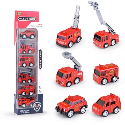 Рекламный пластиковый сплав игрушечный автомобиль мультяшный мини инженерный грузовик экскаватор слайд пожарная машина для детей подарок