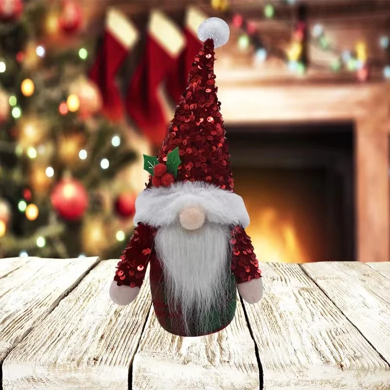 New Christmas decorations sequins Red Hat Christmas faceless doll ornaments Christmas decorations