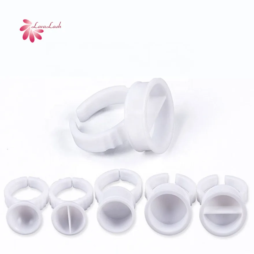 Wholesale eyelash glue rings 100pcs/pack eyelash extension glue rings plastic disposable eyelash glue holder