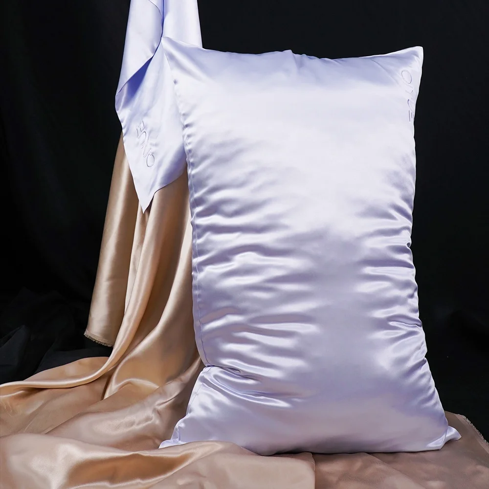 Custom Envelope piping zipper styles Embroidered Silk Pillowcase 16/19/22 momme silk pillow case set custom package pillow case