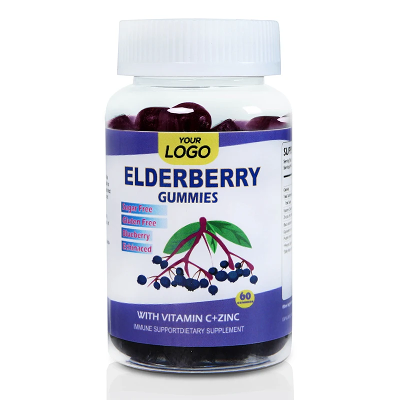 OEM Organic Black Elderberry Gummies Seamoss Elderberry Gummies Private Label For Kids Boost immunity
