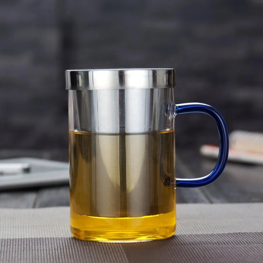 Bottom Price Latest Style Green Flower Double Layer Glass Tea Cup