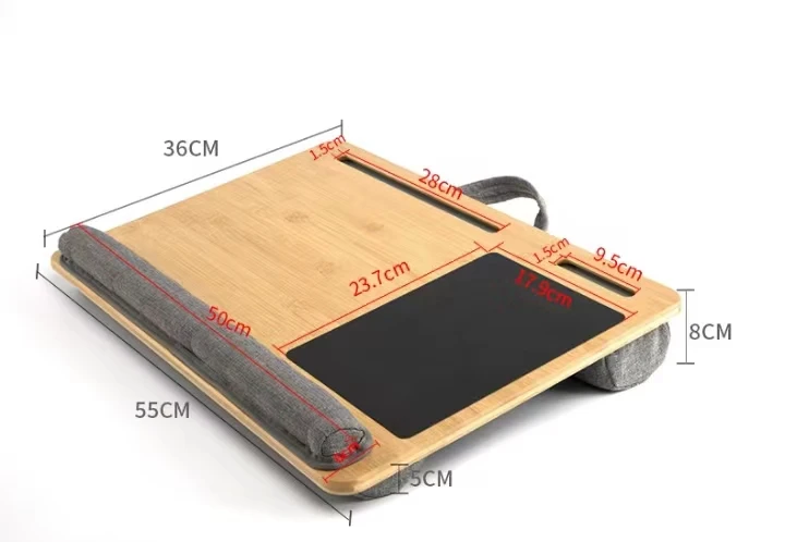 Bamboo Top Lap Desk With Pillow for Laptop Built in Slot for Tablet or Phone,Lap Pad for Working, Reading, Writing, Lap Board
