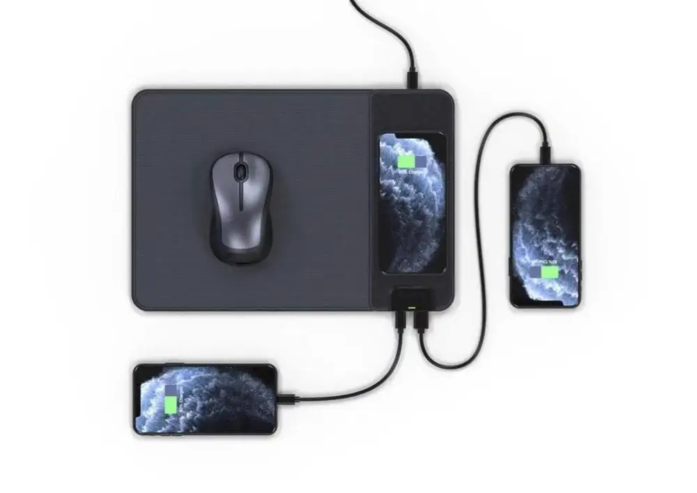 3 in 1 15W Wireless Charging USB Type C Output Wireless Charging Mouse Pad