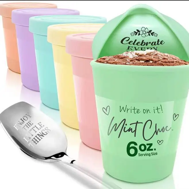 Different size ice cream container tub with lid ice cream plastic cup for home