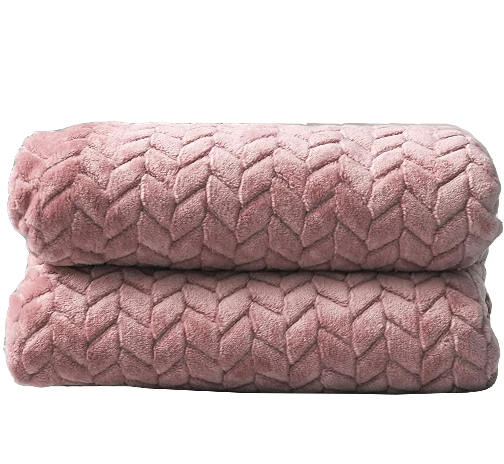 cheap factory supply custom wholesale chevron texture Jacquard Embossed polyester microfiber coral flannel fleece blanket throws