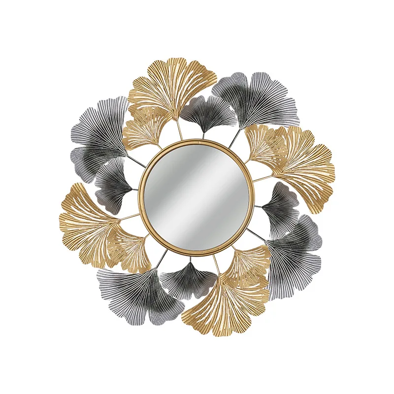 Interior Decoration Modern Classical Bedroom Custom Decorative Wrought Iron Metal Art Hanging Wall Mirror