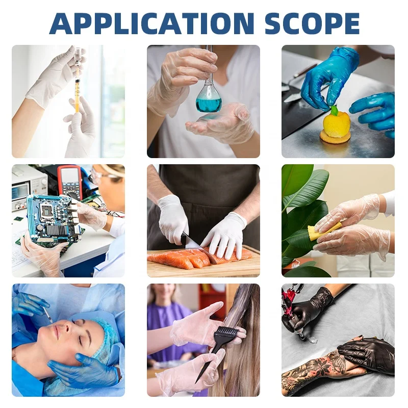 100 PCS Box PVC Hand Glove Medical Examination Industrial Household Food Grade White Disposable Vinyl Nitrile Gloves Powder Free