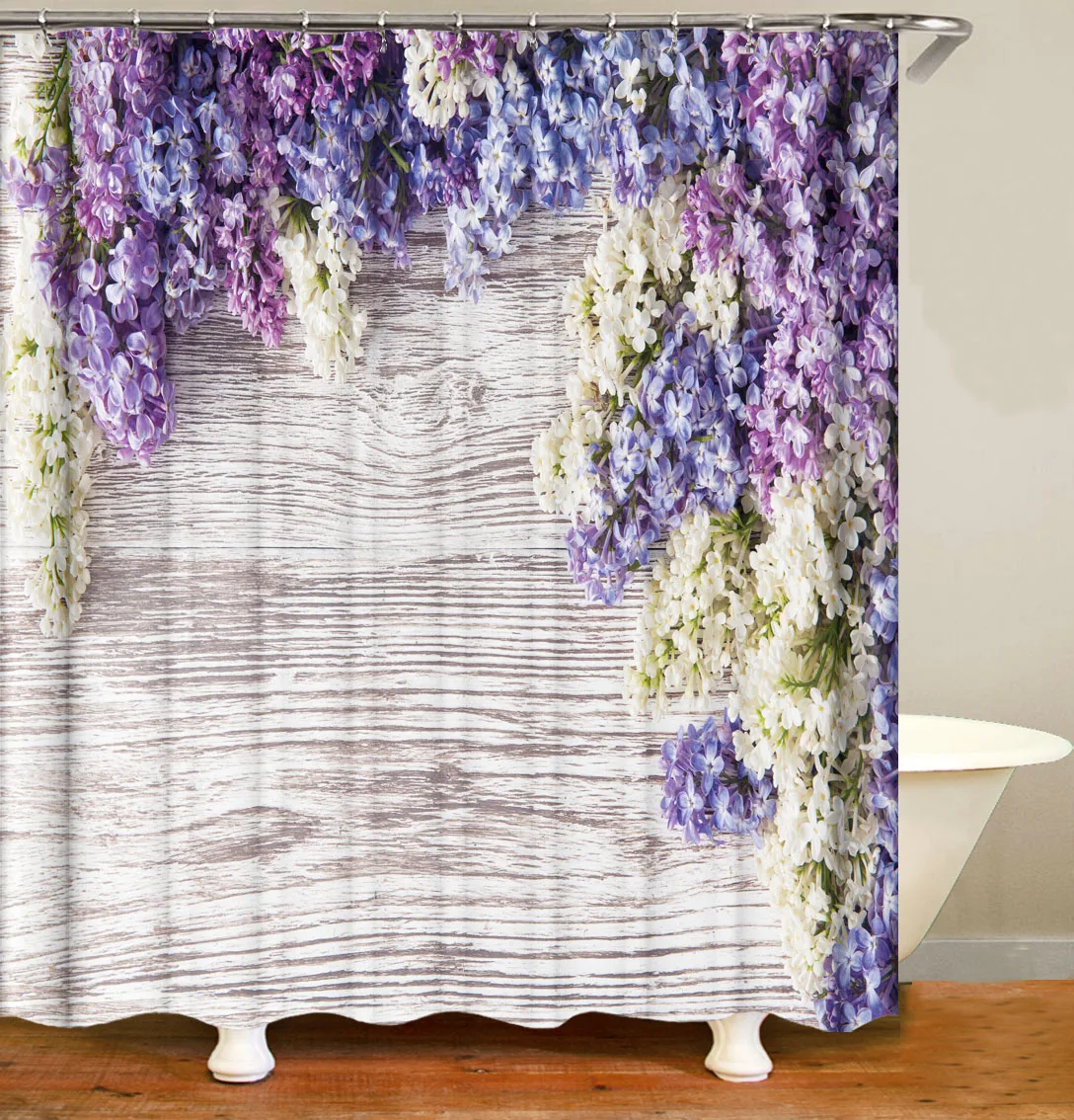 I @ home готовая современная цифровая печать 3d шторка для душа с цветами из мешковины водонепроницаемая