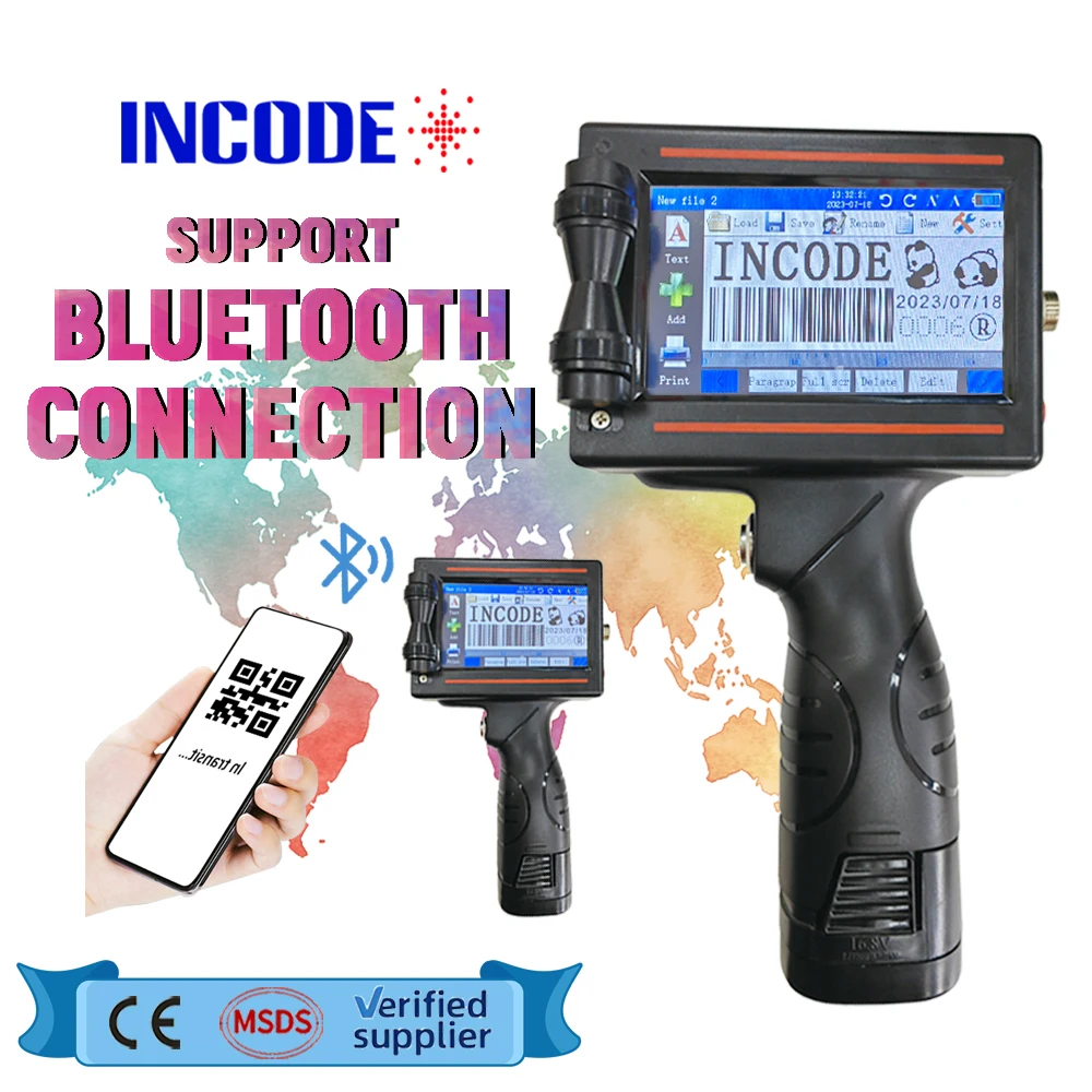 INCODE Mini Tij Handheld 12.7mm Machines Box Printing Machine Ink Jet Printer Expiry Date Coding Inkjet Printer Provided 7.4V