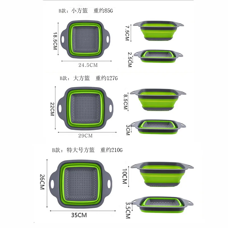 Kitchen Sink Strainers Folding Heat-resistant Space-saving Basket Silicone Collapsible Colanders Baskets With Handles