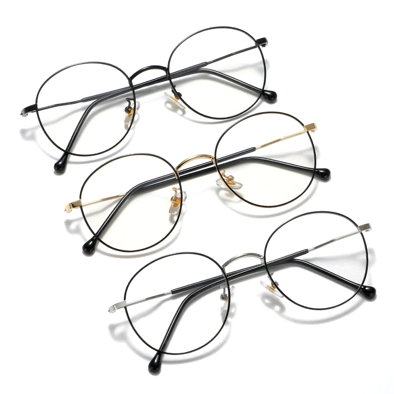 Cheap Wholesale Round Metal Myopia Optical Frame Blue Light Blocking Photochromic Eyeglasses Frames