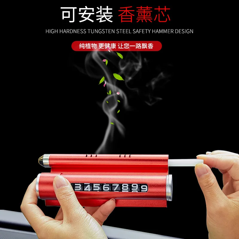 
aromatherapy window breaker safety hammer Multifunctional temporary parking plate for mobile phone holder hide license plate 