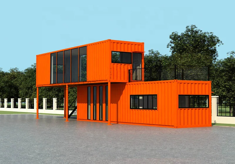 Easy assembly prefab shipping container house for office two storey