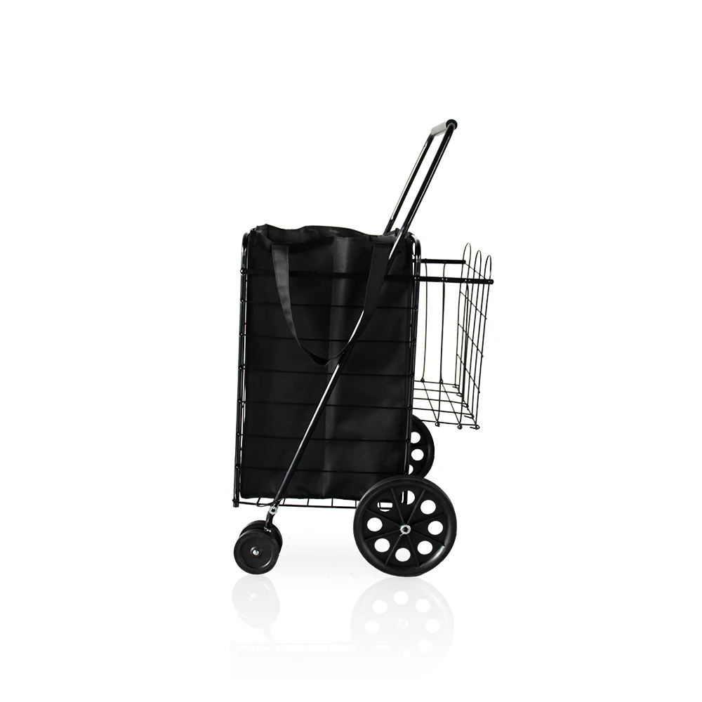 Heavy Duty Steel cart Large steel shopping cart cloth bag car four wheels are more flexible collapsible shopping cart