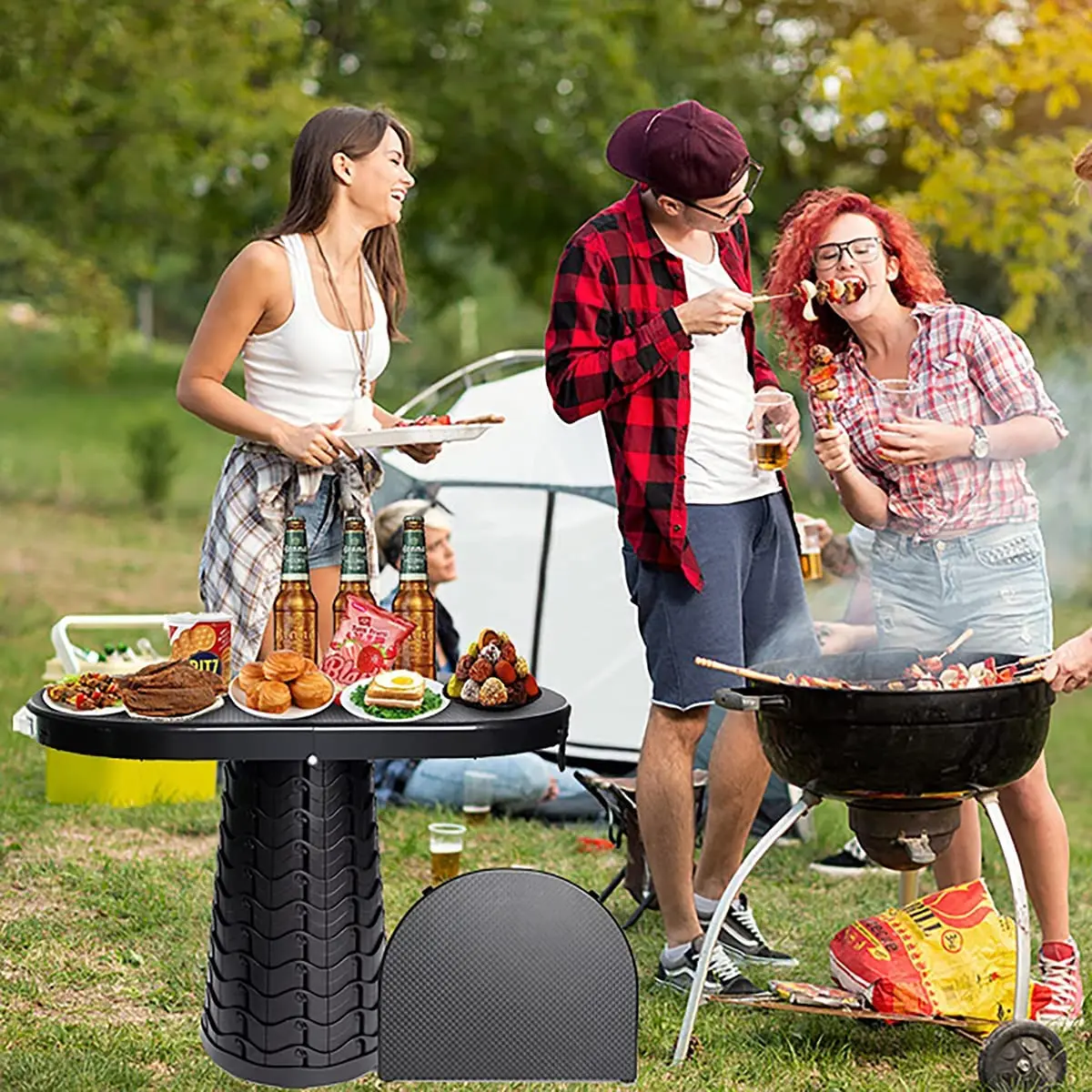 Retractable Folding Stool Portable Sturdy Lightweight collapsible lightweight telescoping stool Plastic Seat