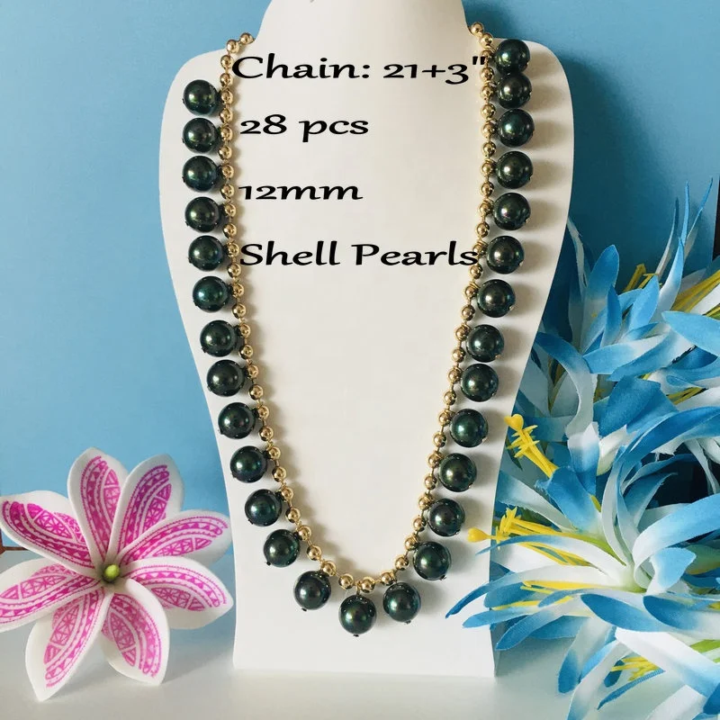 hawaiian jewelry set design pearl earring samoan jewelry set gold filled long chain pearl set for woman