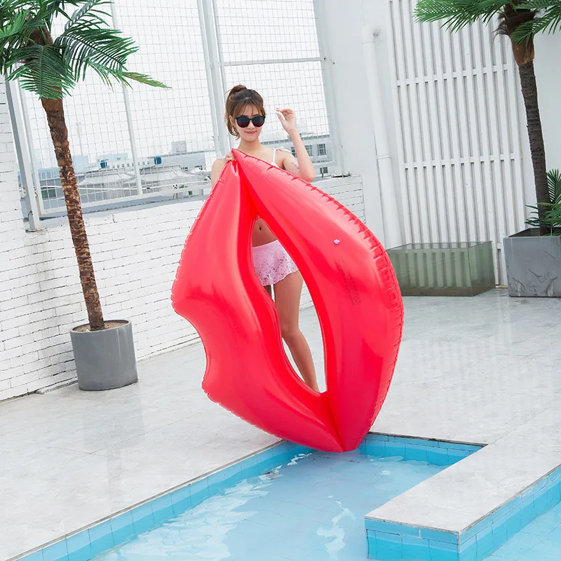 Outdoor PVC inflatable summer adult beach swimming red lips water floating swim pool float