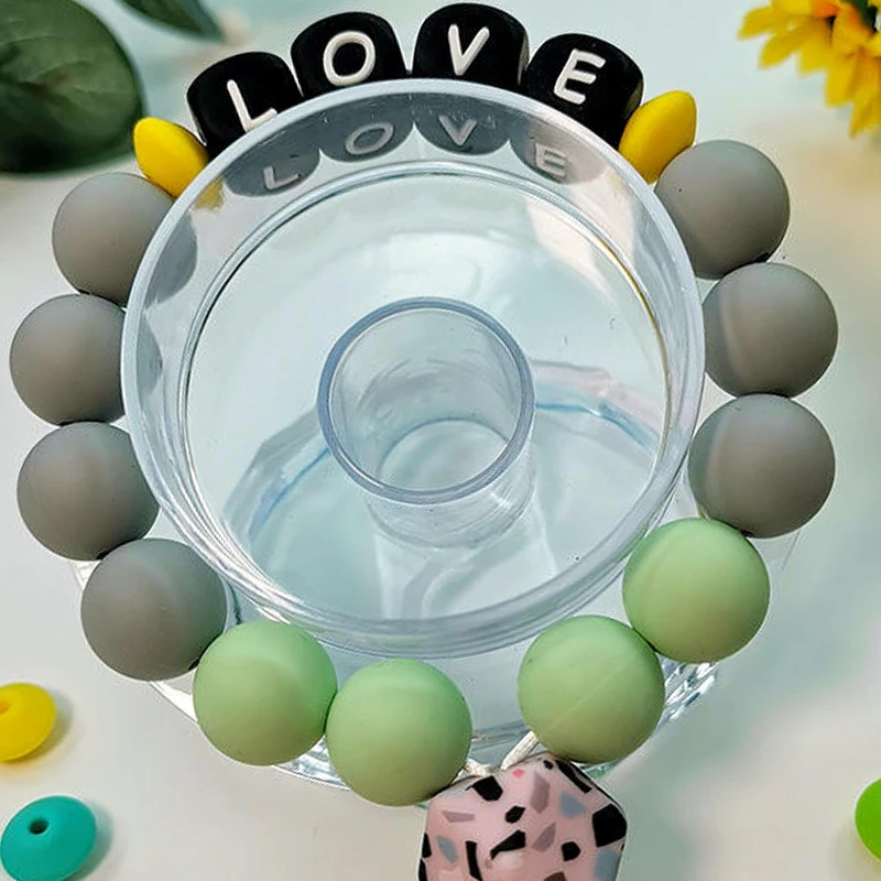 Bpa Free Multicolor Non-Toxic Chewable Beads Diy 12mm Flat Silicone Abacus Beads