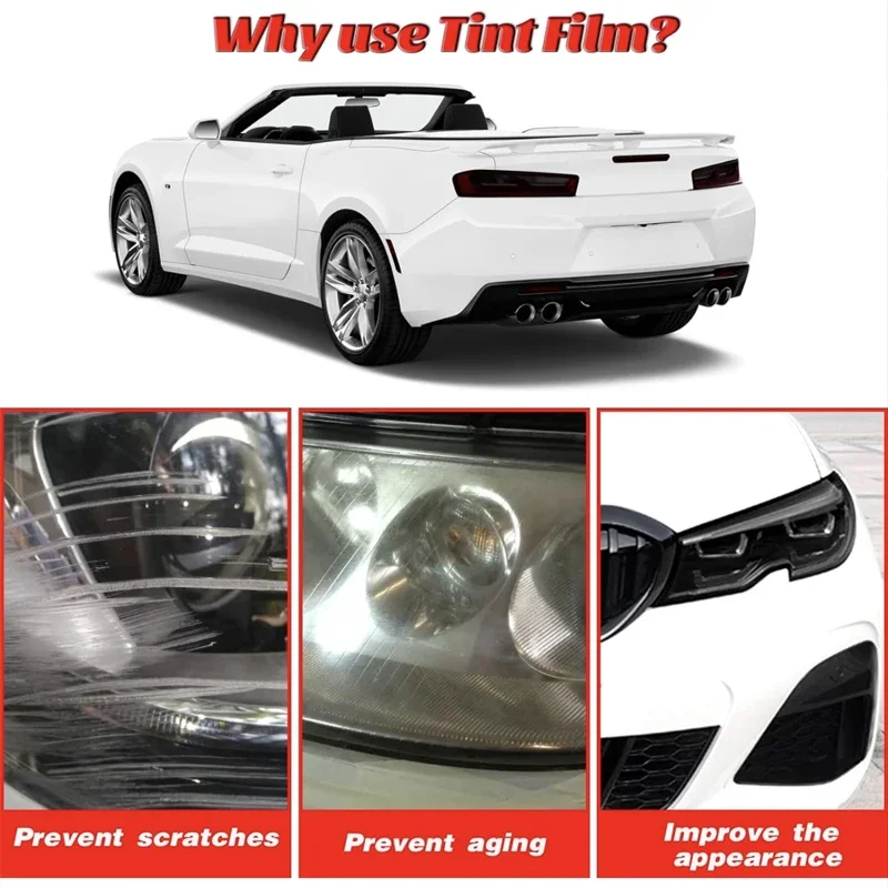 Headlight Side Marker Tint Vinyl Headlight Decal Pre-Cut Cover Overlay Cover Compatible for 2018-2021 Ford Mustang