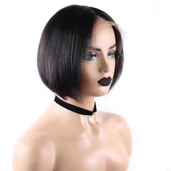stock 13x4 hand tied transparent lace front medical wigs natural color fashionable bob wigs with middle parting