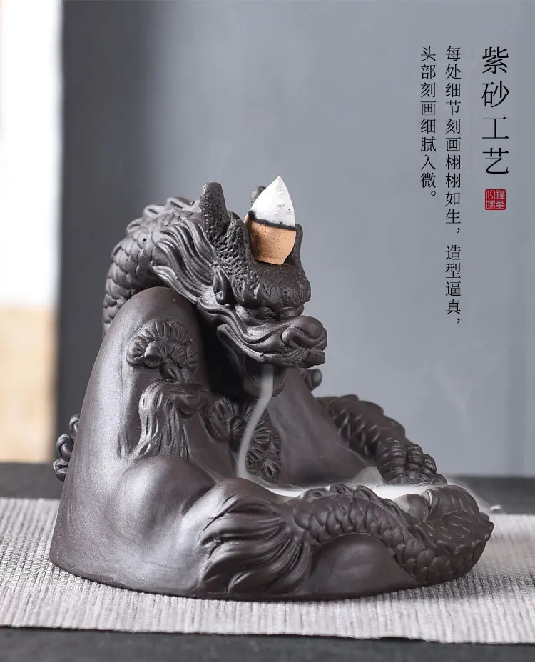 Orthodox Incense New Burner Mubkhar Incense Burner Waterfall Smoke Dragon Incense Holder Custom Dragon Head Stone Ceramic 800g