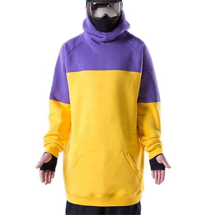 Finch garment 2021 new autumn thick cowl neck windproof hoodies oversized split color ski snowboard long tall hoodie