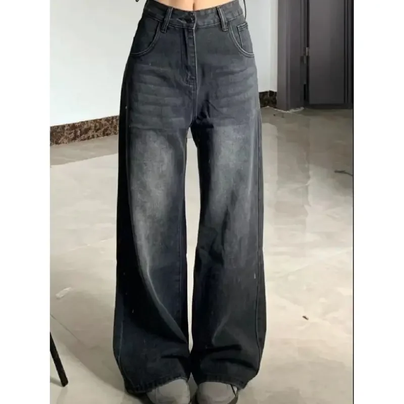Wide Leg Pants Grunge Denim Trousers Y2K Alt Clothes Women Vintage Streetwear Black Baggy Korean Jeans High Waist Oversize