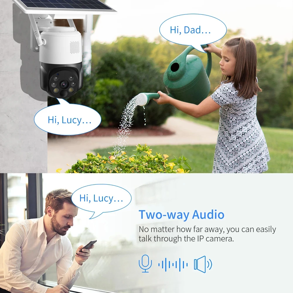 PTZ Solar IP Camera WiFi Dome Camera Solar Panel LTE Cloud SD Card Monitor Outdoor Security Smart LED Alarm