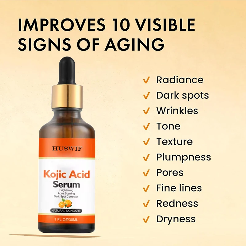 Private Label Kojic Acid Serum Dark Spot Corrector Lightening Whitening for Face & Body with Alpha Arbutin, Niacinamide
