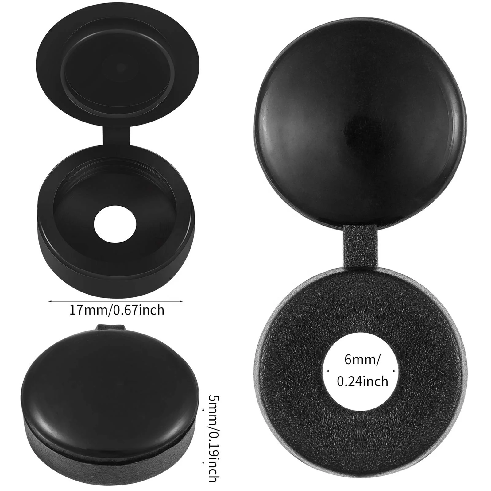 100 Pieces Hinged Screw Cover Caps Plastic Screw Caps Fold Screw Snap Covers Washer Flip Tops