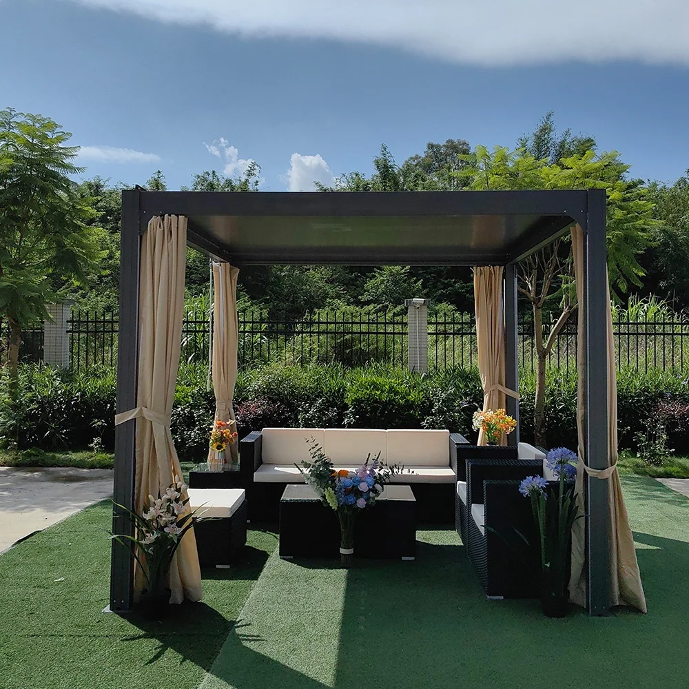 Auto opening Louver Roof Motorized Sunshade 3x4m Garden Aluminium Gazebo Outdoor pergola Factory direct