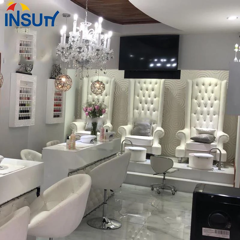 Wholesale Cheap Modern Salon Furniture White High Back Foot Spa Manicure chairs Luxury Throne Pedicure Chair