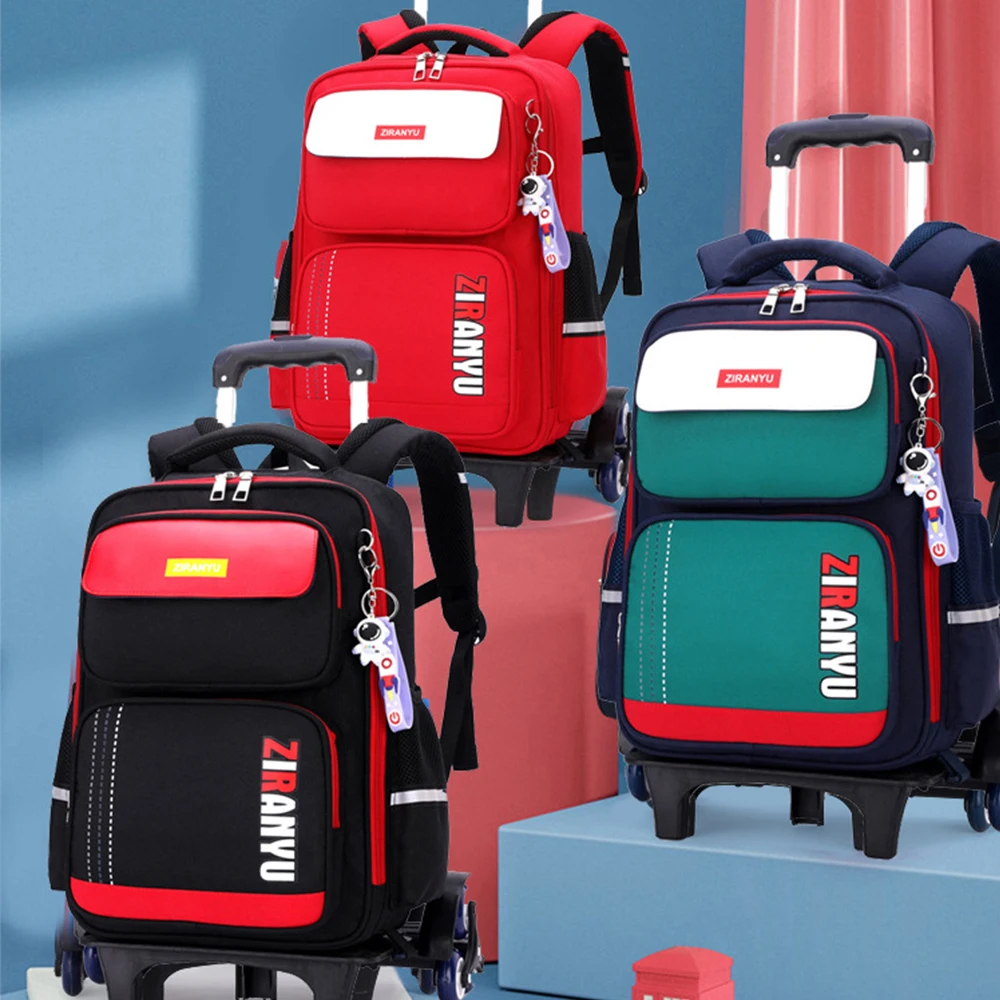 Primary Student Trolley Backpack Burden Relief Ridge Protection Cartoon Cute High Quality Kids School Bags for Boy Girl Backpack