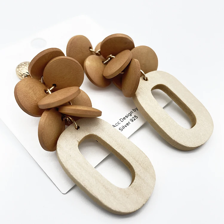 Индивидуальные Модные минималистичные деревянные серьги, качественные серьги для женщин