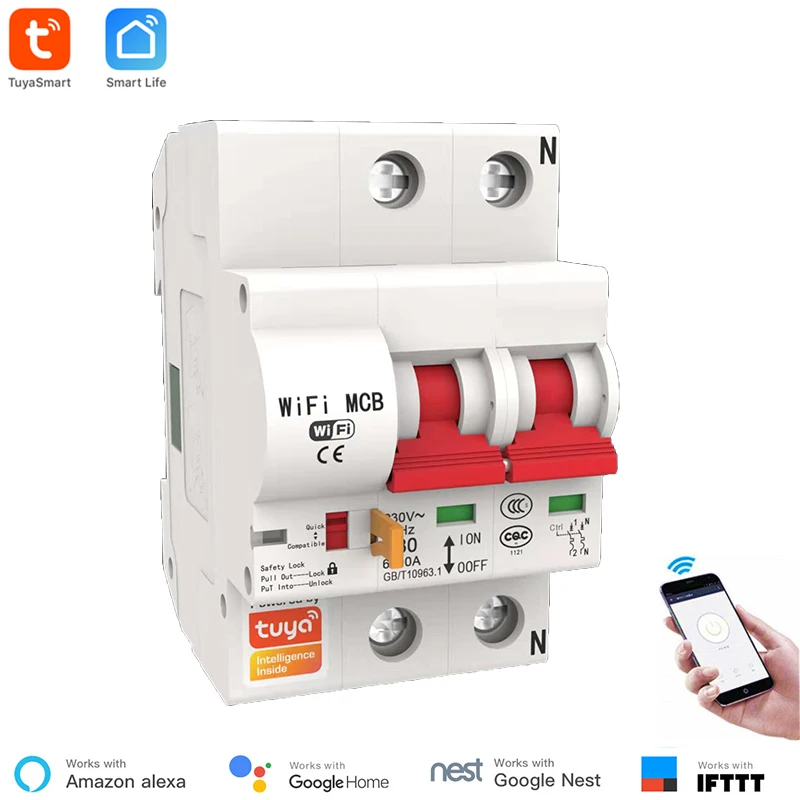 Tuya с Amazon Alexa Google 40A 1P/2P/3P/4P Wi-Fi умный выключатель автоматический Home Mini OEM 4 G