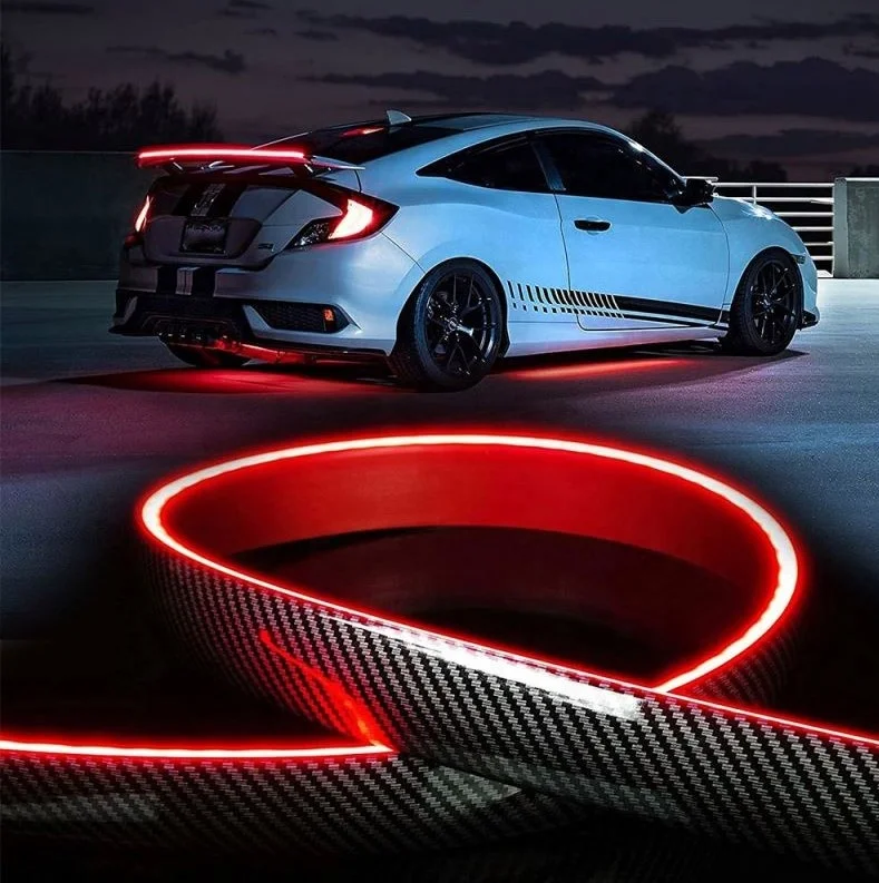 Универсальный Спойлер из углеродного волокна, авто багажник, хвост, губа, заднее крыло, наклейка, стоп-сигнал, комплект световых полос, светодиодный спойлер, Автомобильный задний фонарь