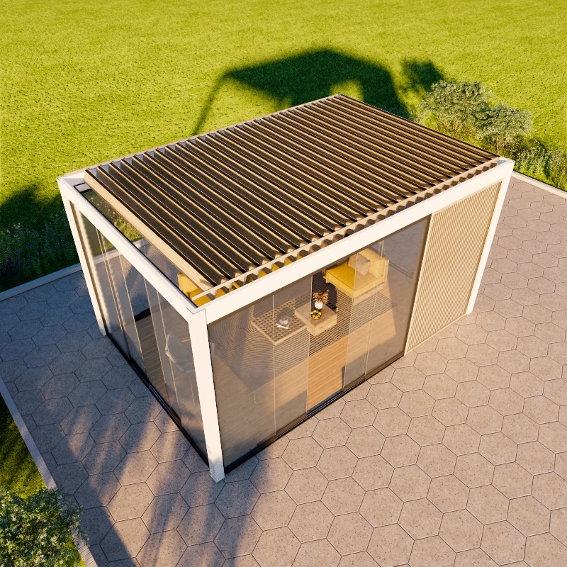 Scienlan легко собираемые наружные садовые перголы алюминиевые и беседки моторизованные автоматические биоклиматические солнечные батареи