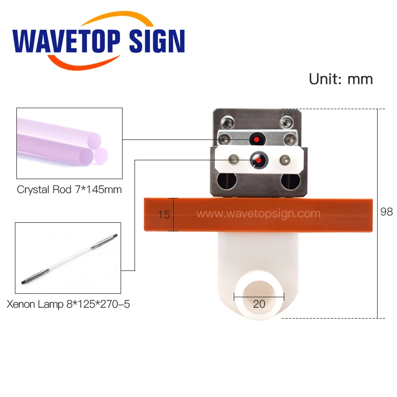  Керамическая люминесцентная лампа WaveTopSign ксеноновая 8*125*270 мм Кристальный стержень