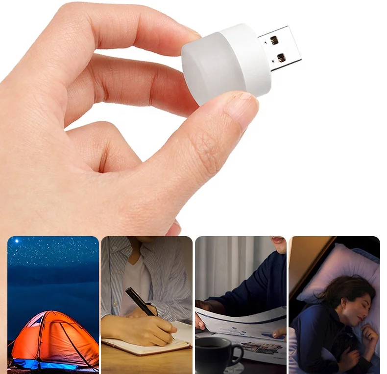 Светодиодная мини-лампа в форме лампы ночник с USB-разъемом для портативного зарядного устройства ноутбука ПК компьютера портативная маленькая круглая лампа чтения книг 5