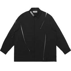 Spring autumn fashion pattern cotton streetwear custom slim fit button unisex long sleeve oversize shirt men